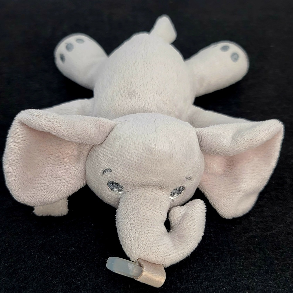 Philips Avent Elephant Plush Pacifier Holder Baby Infant Gray Soft Toy Good